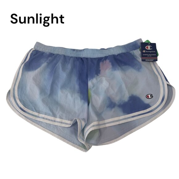 Champion Pants - Champion Womens Tie-Dye Athletic Shorts Size XL Blue & White Moisture-Wicking Fr